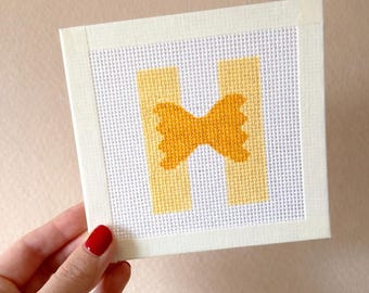 Bowtie Pasta Needlepoint Canvas – Hand-Painted 13 Mesh Noodle Canvas