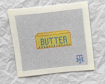 Butter Stick Needlepoint Canvas | Hand-Painted Butter Needlepoint | Kitchen Needlepoint Canvas