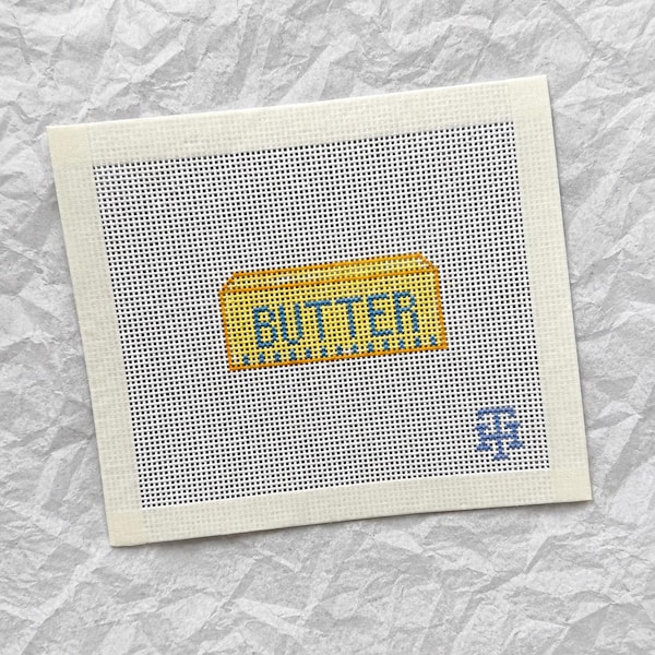 Lienzo para bordar con diseño de barra de mantequilla / Bordado con diseño de mantequilla pintado a mano / Lienzo para bordar con diseño de cocina