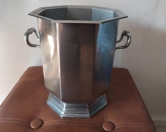 Vintage Jean Couzon champagnekoeler/emmer – geborsteld roestvrij staal – Frans servies