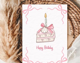 Tarjeta de cumpleaños / Rebanada de pastel (Descarga digital)