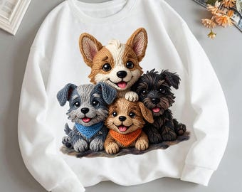 Perros de lana PNG / Imágenes prediseñadas de perros kawaii / Manualidades de ganchillo y punto (Descarga digital)