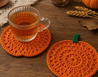 Pumpkin Coaster Crochet Pattern, Fall Table Decor, Mug Rug (PDF)