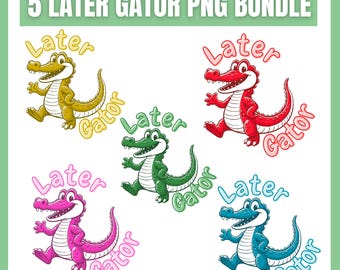 Paquete de imágenes PNG de cocodrilos retro / Diseño de sublimación de cocodrilo retro (descarga digital)