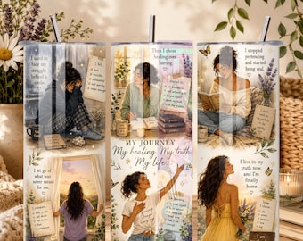 3 Healing Journey Tumbler Wraps PNG | Mental Health Sublimation Design (Digital Download)