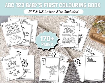 Libro para colorear ABC 123: El primer libro para colorear del bebé / Más de 170 páginas en PDF imprimible / Regalo para baby shower