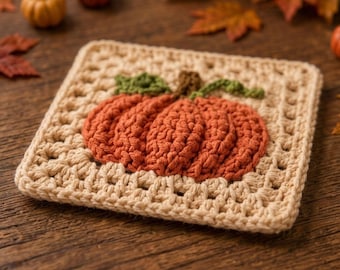 Pumpkin Patch Crochet Coaster Pattern, Fall Table Decor, Autumn Mug Rug (PDF Download)