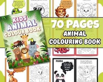 Libro para colorear de animales para niños / 70 páginas, actividad para preescolar (descarga en PDF)