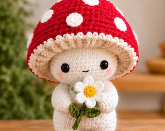 Mushroom Amigurumi Crochet Pdf, Chunky Plush Toadstool Pattern, Beginner Friendly Amigurumi Toy, Cute Mushroom Guy Instant Download