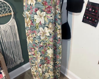 Vestido largo vintage con estampado floral tropical de Leslie Fay, talla 18W, ropa de resort