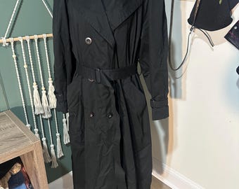 Trench noir londonien vintage des années 90 ceinturé gothique minimaliste oversize 12P
