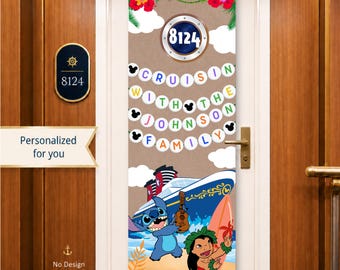 Lilo & Stitch Cruise Door Banner | Ohana Means Family | Personalized Stateroom Decor | Disney Cruise | Done For You