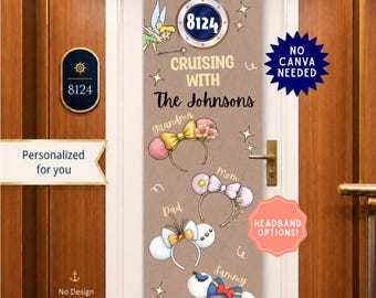 Disney Cruise Door Banner | Mickey Ears Character Headbands | Personalized Stateroom Decor | Custom Done For You