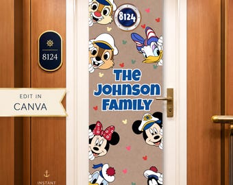 Banner para puerta de crucero Disney / Decoración para puerta de camarote Disney / Para usar con imanes / Plantilla editable de Canva