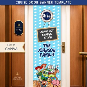 Türbanner „Toy Story“ für Kreuzfahrten | Du hast einen Freund auf See | Kabinendeko für Disney-Kreuzfahrten | Bearbeitbare Canva-Vorlage