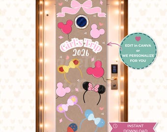 Girls Trip Cruise Door Banner | Bachelorette Cruise Cabin Decor | Disney Cruise Ship Door | Editable Canva Template | Personalized