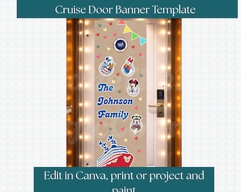 Disney Cruise Banner, cruise door decor, use with magnets, canva template