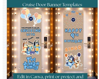 Bluey themed Cruise Door Banner Canva Template
