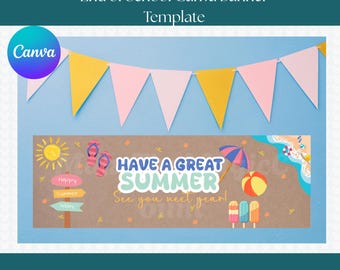 End of School Banner Canva Template