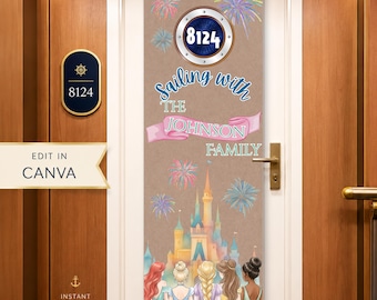 Deurbanner Princess Cruise | Cruisedeurdecoratie | Gepersonaliseerde cruisedeurbanner | Canvassjabloon