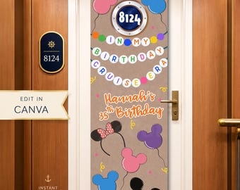 Birthday Cruise Door Banner Template | Editable Canva Cruise Era Banner | Birthday Door Decor