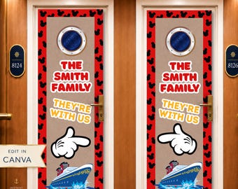 Family Cruise Door Banner Template | Editable Canva Stateroom Decor (Digital Download)