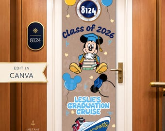 Graduation Cruise Door Banner Canva Template, banner editable (Digital Download)