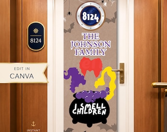 Cruise Door Banner Template | Halloween Cruise | Hocus Pocus Cruise door | Witch-vibes door decor