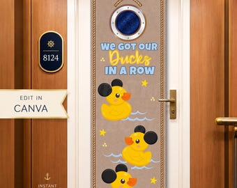 Ducks Cruise Door Banner Template | Cruise Door Decor | editable Canva template