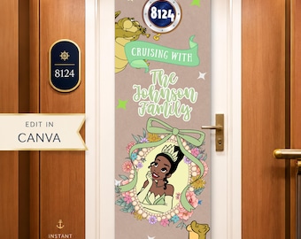 Tiana Cruise Door Banner | Disney Cruise Stateroom Decor | Editable Canva Template