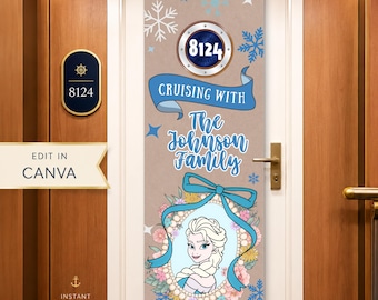 Disney Cruise Door Banner | Frozen Elsa | Disney Cruise Stateroom Decor | Editable Canva Template