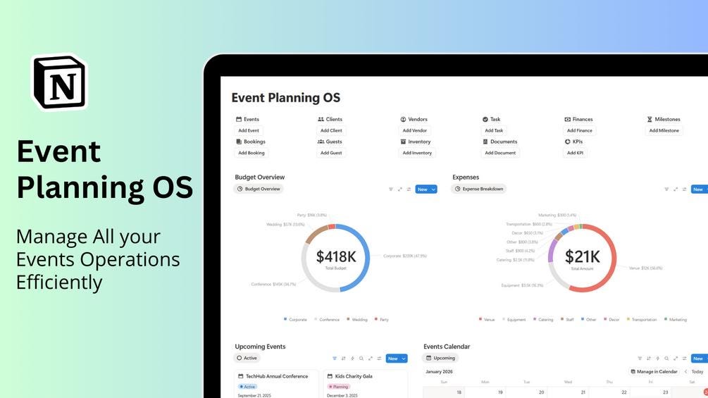 Notion Event Planning Operating System - Etsy