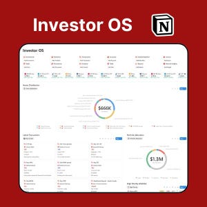 Puede incluir: Interfaz digital "Investor OS" con logo "N", mostrando datos financieros. La interfaz muestra gráficos, detalles de transacciones e información de asignación de cartera. El fondo es rojo oscuro.