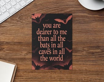 Tarjeta de San Valentín con el murciélago de la Familia Addams, nota de amor gótica, Halloween, espeluznante