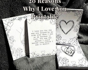 20 Reasons I Love You Printable | Fill In Partner Cards | Canva Editable Template Romantic