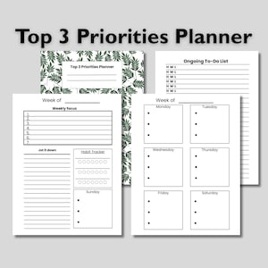 Top 3 Priorities Planner, Minimalist To-Do List, Index Card System (Digital Download)