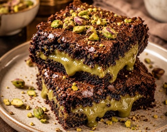 Pistachio Cream Brownies Recipe PDF, Gooey Chocolate Brownies, Easy Pistachio Dessert, Viral Brownie Recipe Download