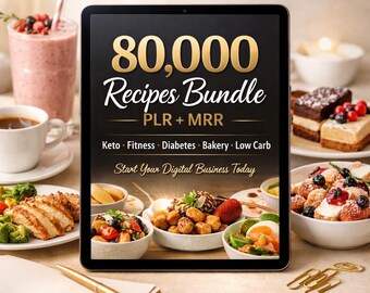Pacchetto digitale con oltre 80.000 ricette PLR MRR in download.
