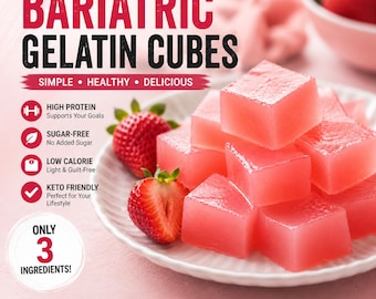 Bariatric Gelatin Cubes Recipe PDF | High Protein Sugar-Free Snack | Keto Friendly Weight Loss Dessert | 3 Ingredient Easy Recipe
