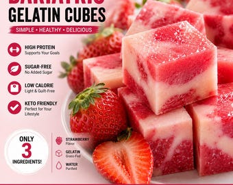 Bariatric Gelatin Cubes Recipe PDF | High Protein Sugar-Free Snack | Keto Friendly Weight Loss Dessert | 3 Ingredient Easy Recipe