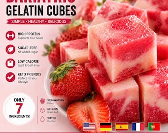 Bariatric Gelatin Cubes Recipe PDF | High Protein Sugar-Free Snack | Keto Friendly Weight Loss Dessert | 7 Ingredient Easy Recipe