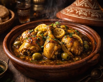 Recette de tajine de poulet marocain (PDF) | Fiches recettes authentiques et faciles pour le déjeuner.