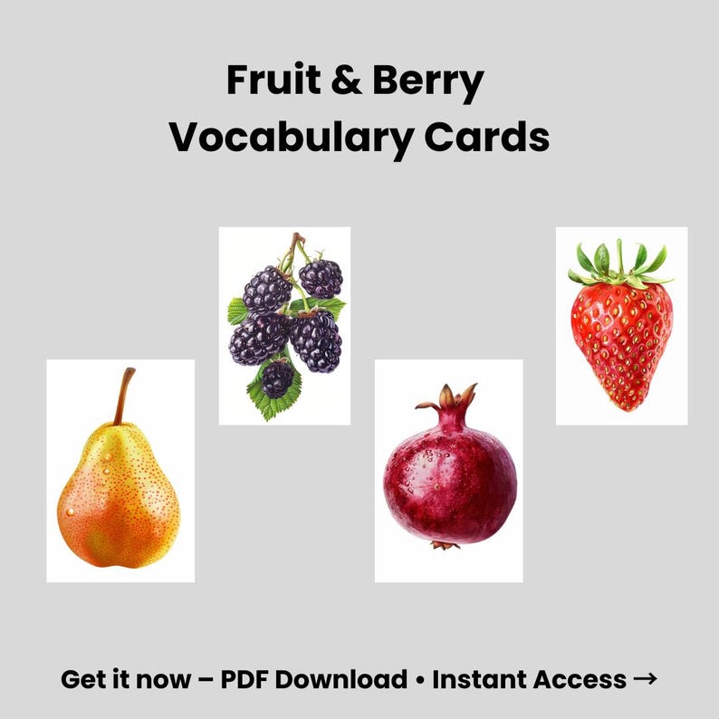 Fruit Flashcards Printable for Toddlers, Preschool Learning Cards ...