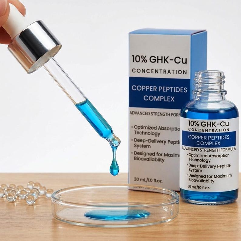 Koperpeptideserum voor rimpels, verstevigende hydratatie, collageenstimulerende huidverzorging afbeelding 2