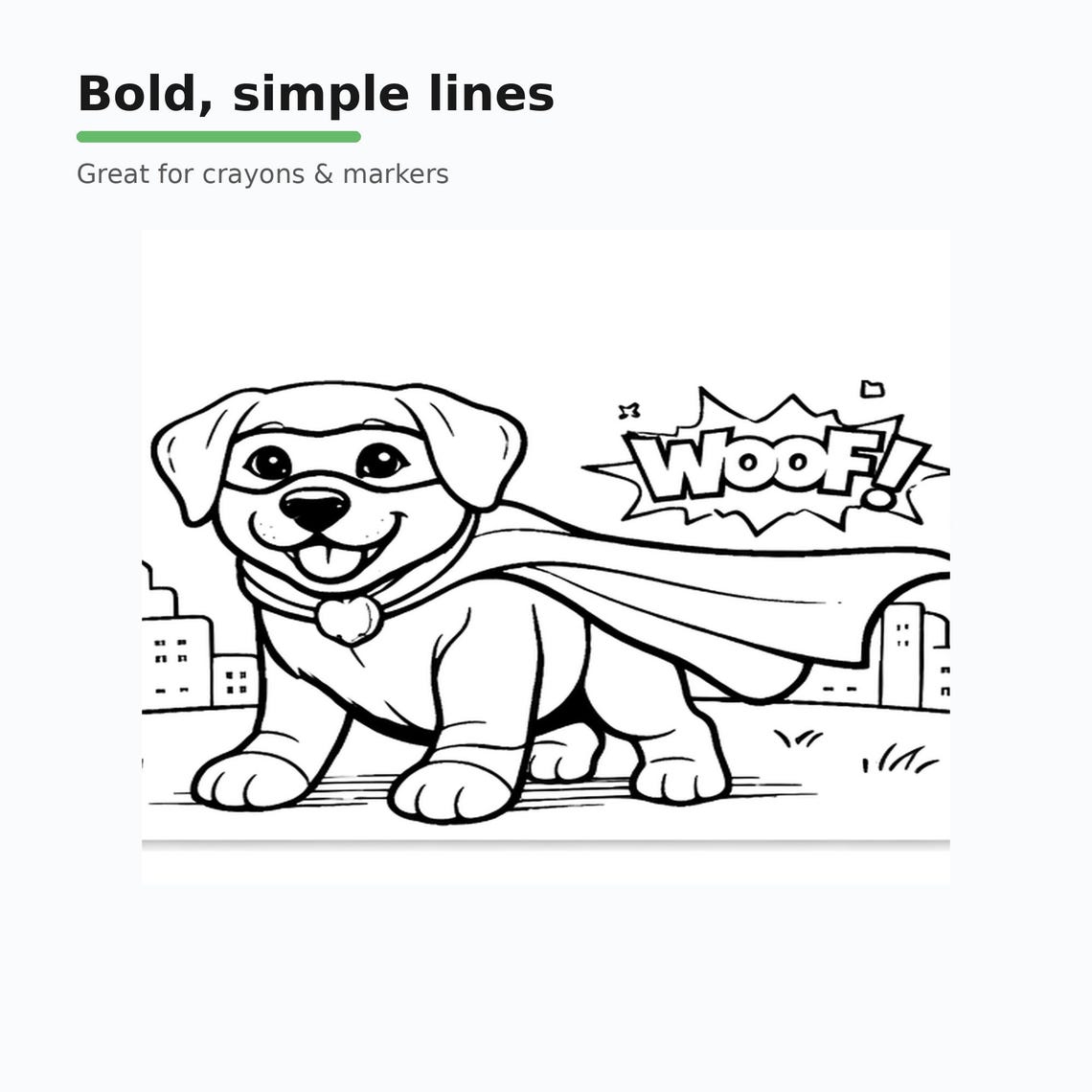 Superhero Puppy Coloring Page | Kids Printable (US Letter + A4 ...