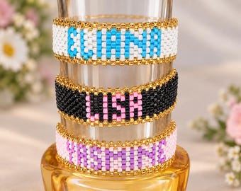 Handmade Personalisiertes Namensarmband mit individuellem Wunschtext in verschiedenen Farben