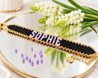 Handmade Personalisiertes Namensarmband mit individuellem Wunschtext in verschiedenen Farben