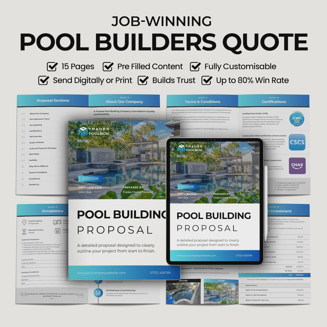 Pool Preposal Job-winning Pool Building Proposal Template | Professional Pool ...