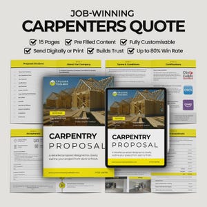 Job-Winning Carpenters Proposal Template | Professional Carpentry Bid & Estimate | Fully Customisable in Canva