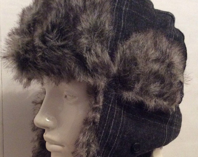 Mad Bomber Wool Hat Plaid Faux Fur Ear Flaps Winter Aviator Hunting Trapper Cap